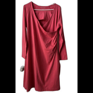 Soft Surroundings Wear Anywhere Dress Pink Faux Wrap 3/4 Sleeve Pullover Size L